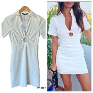 Zara NEW white linen dress
